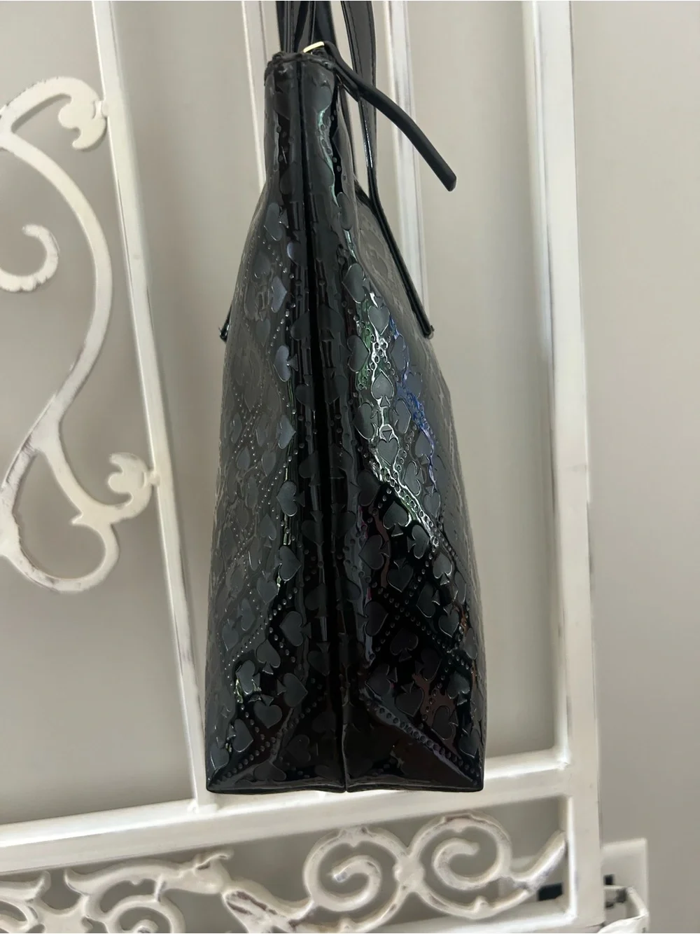 Kate Spade New York Emerald Avenue Jeralyn Black Patent Tote Bag & Heart Charm